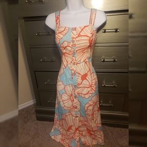 NWT Farm Rio Graphic Floral Midi Dress